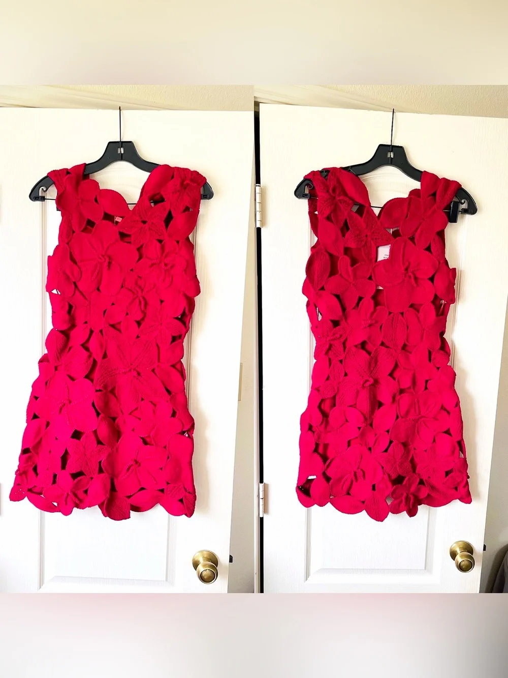 Cult Gaia Meira Knit Dress Floral Appliqué Merlot Small NWT - Picture 2 of 8